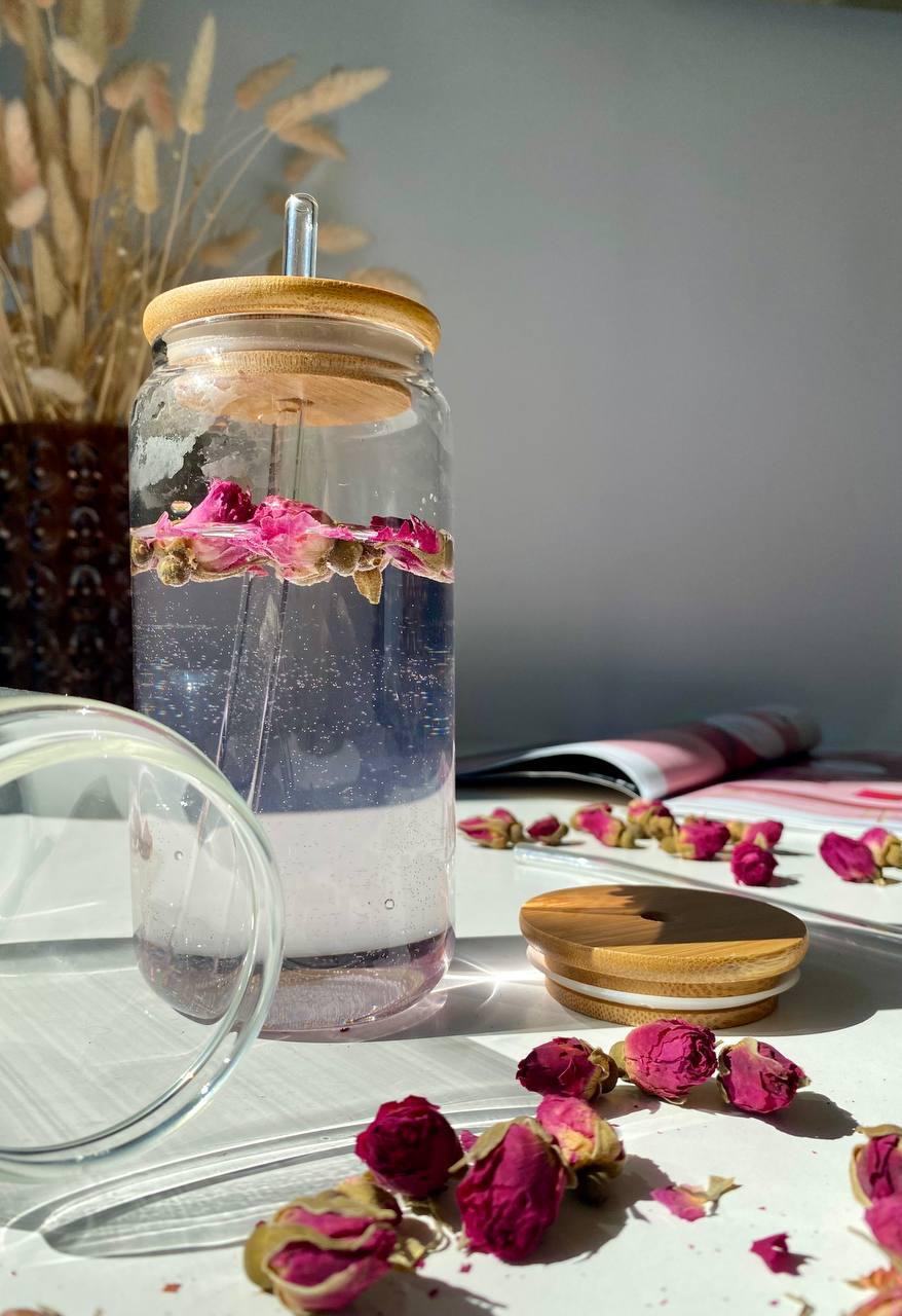 Склянка із трубочкою OLens Слоїк скло 350 мл (102-768) - фото 2