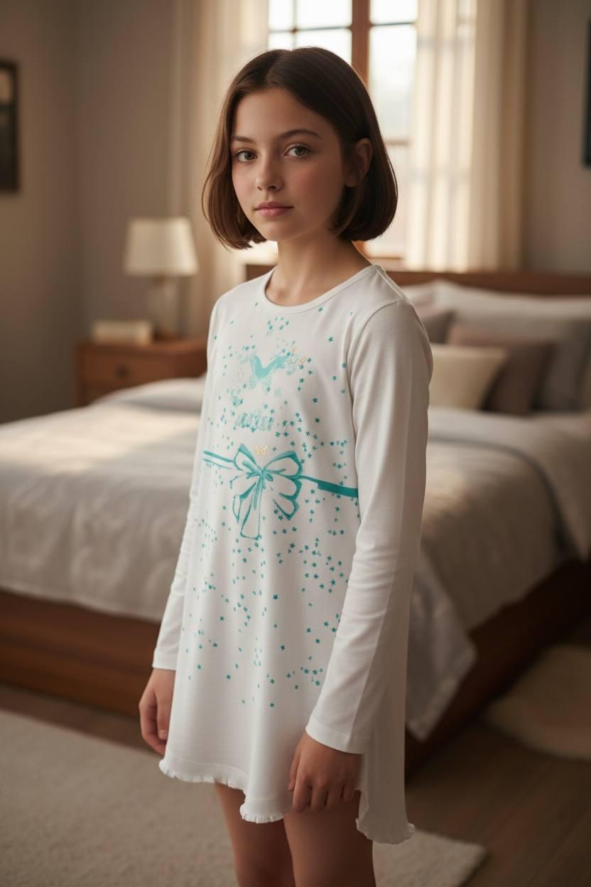 Ночная рубашка для девочки BAYKAR р. 5 110-116 см 5-6 лет Молочный (9394-208)