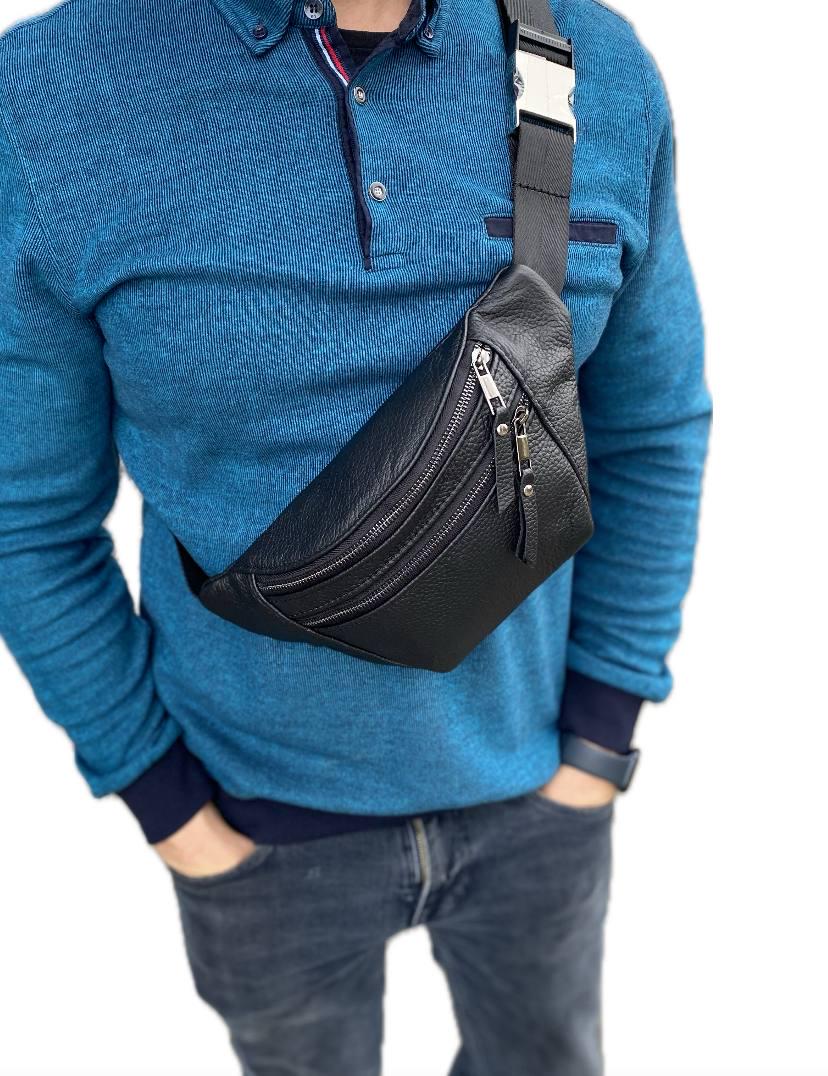 Бананка з натуральної шкіри Space leather 16х32х8 см (sk20)