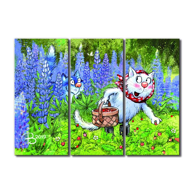 Модульная картина По ягодки 3 модуля общий размер 120x180 см (_rinaz_20192146)