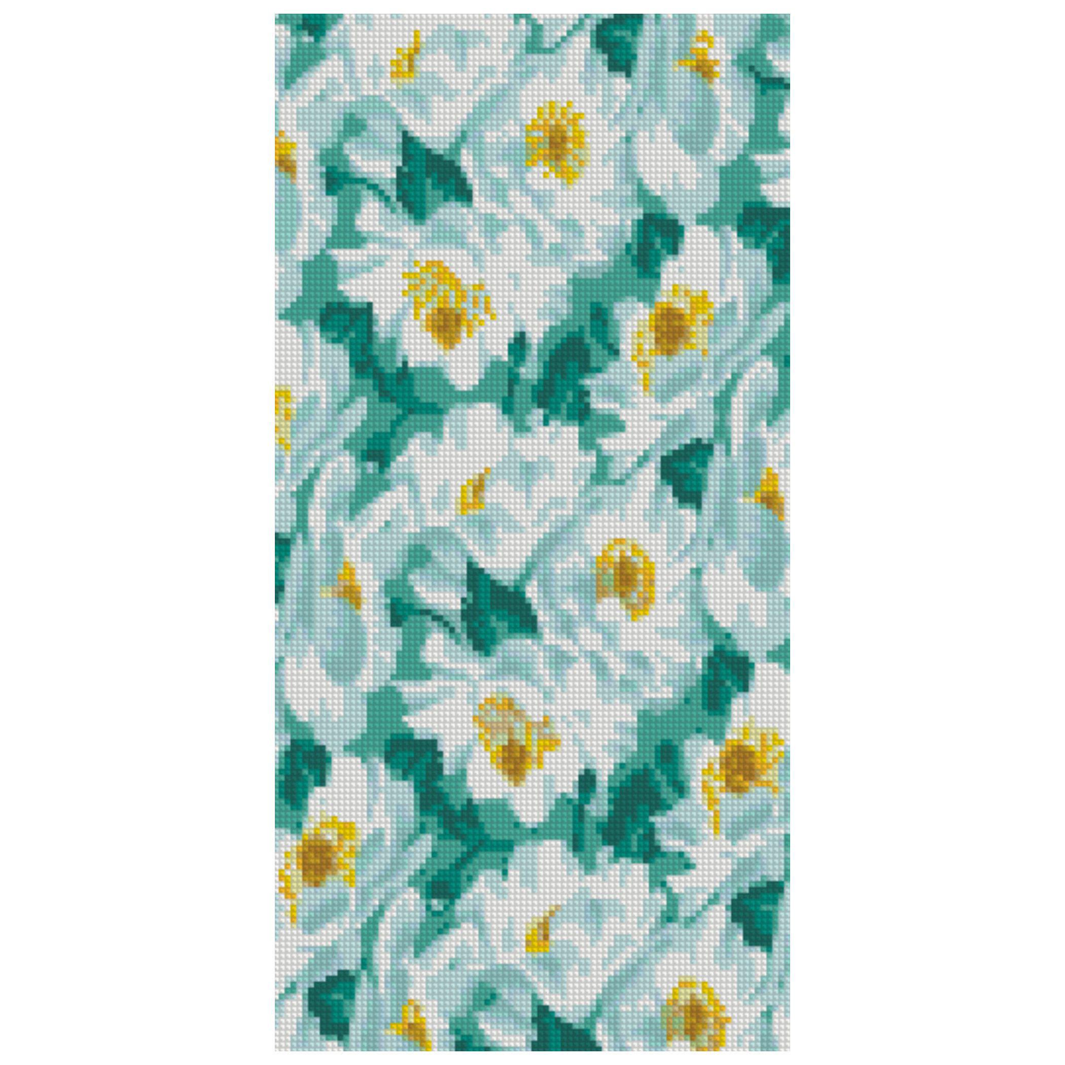 Алмазная мозаика Strateg Белые цветы 50х25 см (Str-BA-0005)