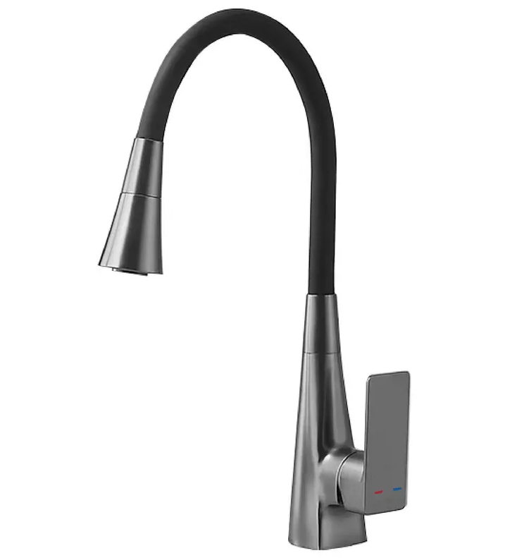 Змішувач для кухні MIXXUS Etna 014-T NUT Graphite Refl.Black Графіт і силіконовий вилив Чорний (MI8422)