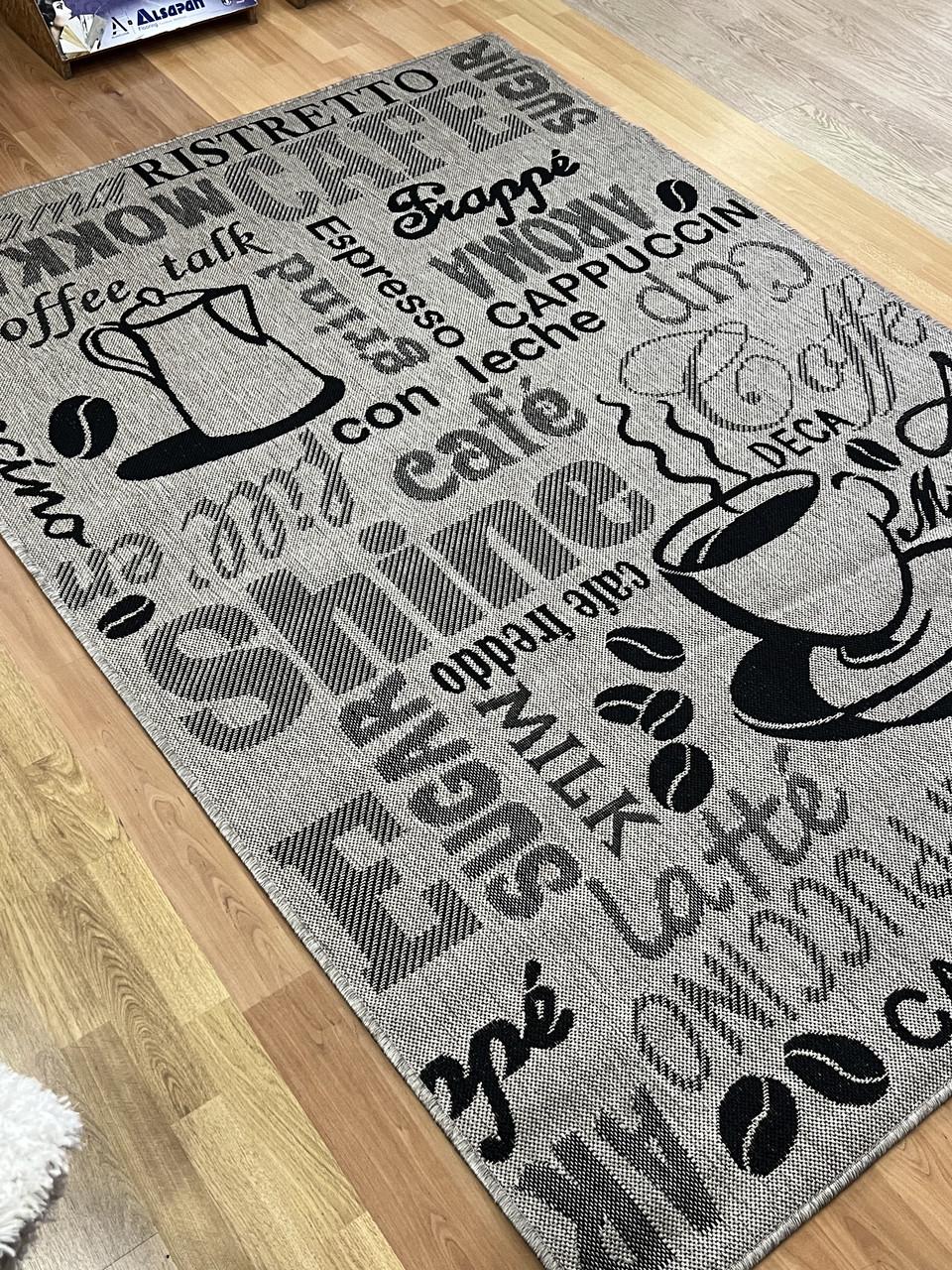 Ковер прямоугольный из рогожки безворсовый абстрактный 80х200 см Серый (10521 0151)