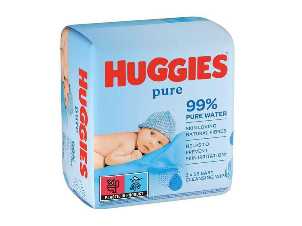 Вологі серветки Huggies пьюр 56 шт. 3 уп. (136295)