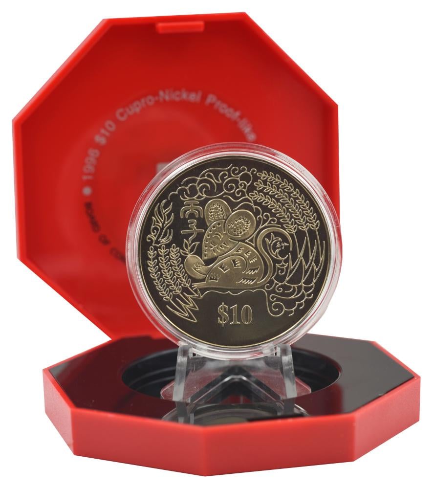 Коллекционная монета Сингапур 10 долларов 1996 Proof-like Восточный календарь-Год крысы мыши в сувенирной упаковке (М22533) Коллекционная монета Сингапур 10 долларов 1996 Proof-like Восточный календарь-Год крысы мыши в сувенирной упаковке (М22533)