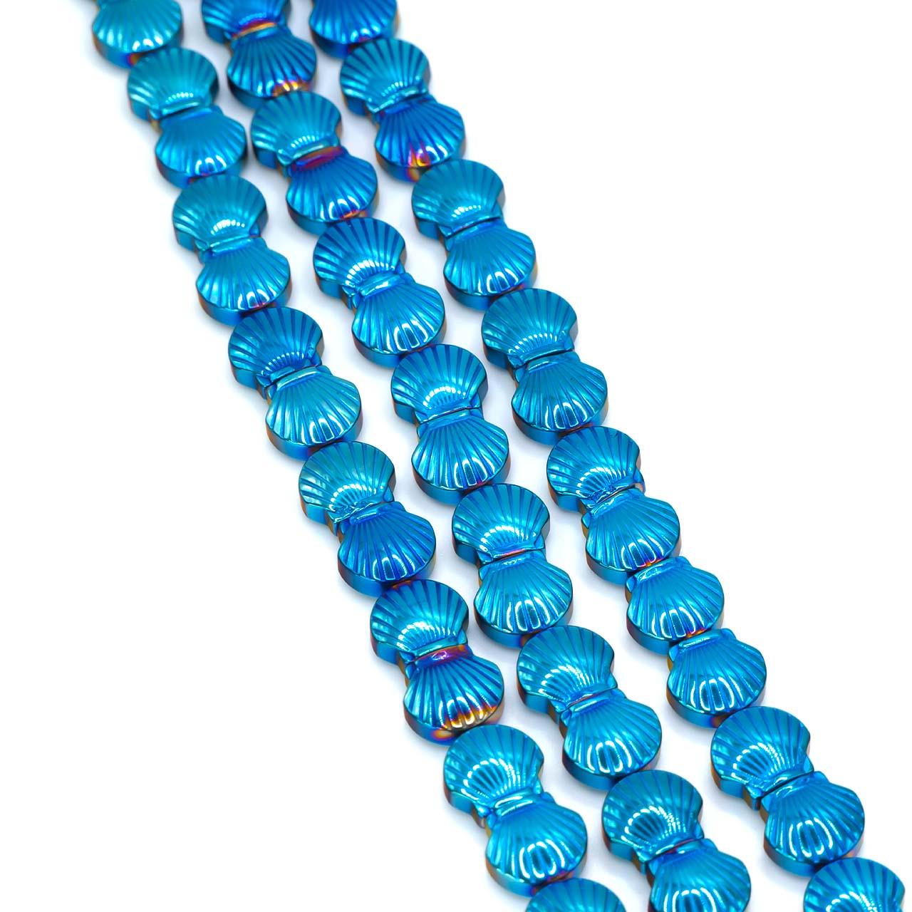 Бусины Ракушка Гематит 8х4 мм 40 см 48 шт. Голубой (БГ0804р21)