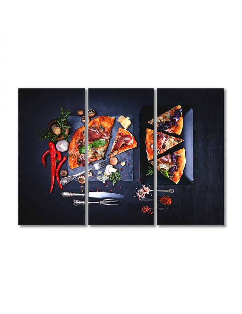 Картина модульная Пицца ням 3 модуля 120x180 см