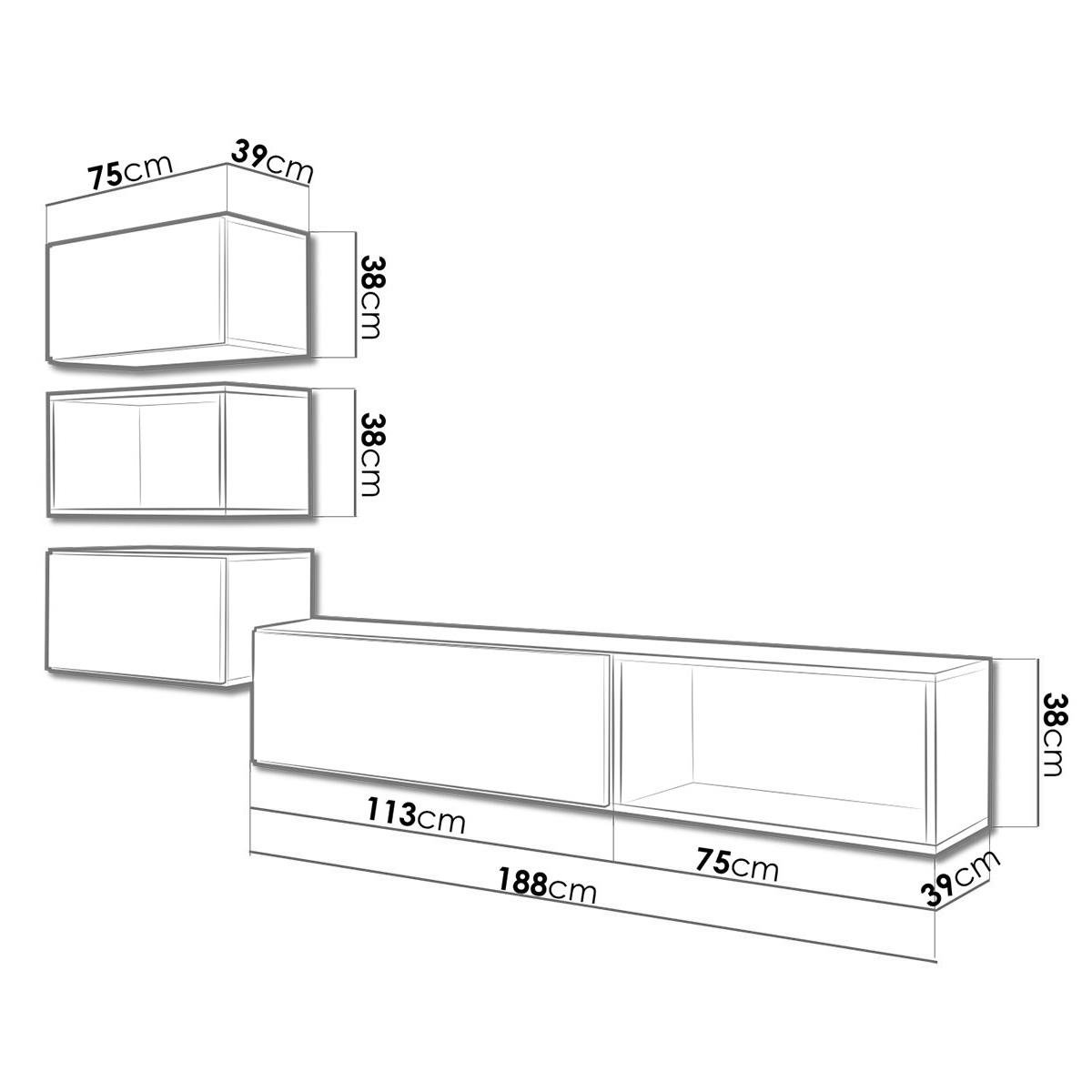 Cтенка в гостиную комплект Сama Roco 4 из ламинированной ДСП Черный/Белый (22570) - фото 2 Cтенка в гостиную комплект Сama Roco 4 из ламинированной ДСП Черный/Белый (22570) - фото 2