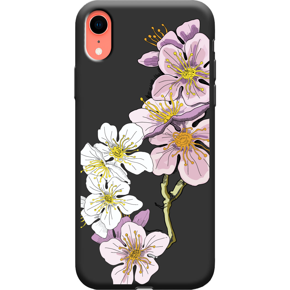 Чехол Boxface iPhone XR Cherry Blossom Черный силикон (35417-cc4-38739) - фото 1