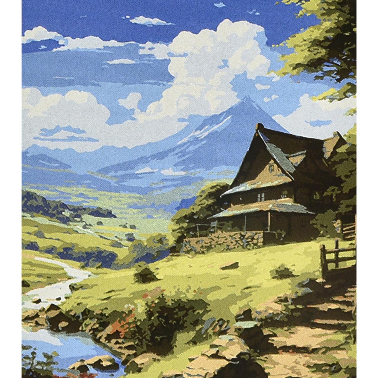 Картина по номерам Strateg Премиум Идиллия среди гор с лаком и уровнем 40х50 см (VA-4645)