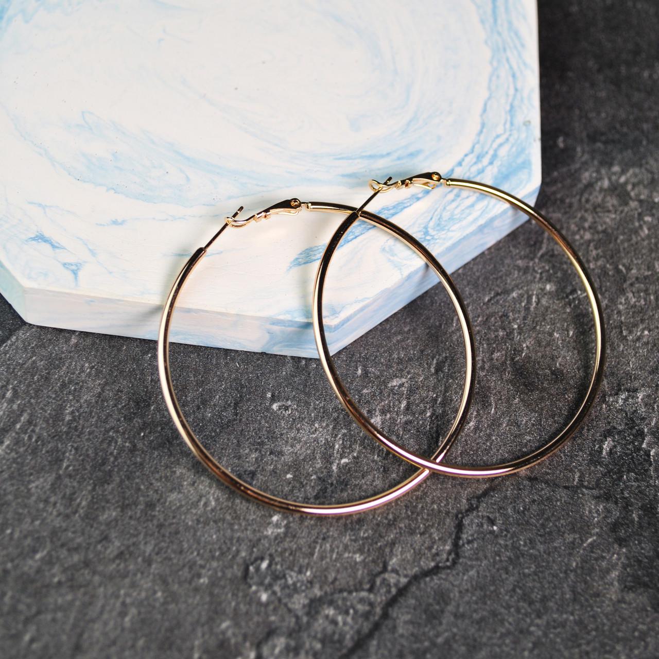 Сережки кільця конго медична сталь позолота 6 см (x065-2) Сережки кільця конго медична сталь позолота 6 см (x065-2)