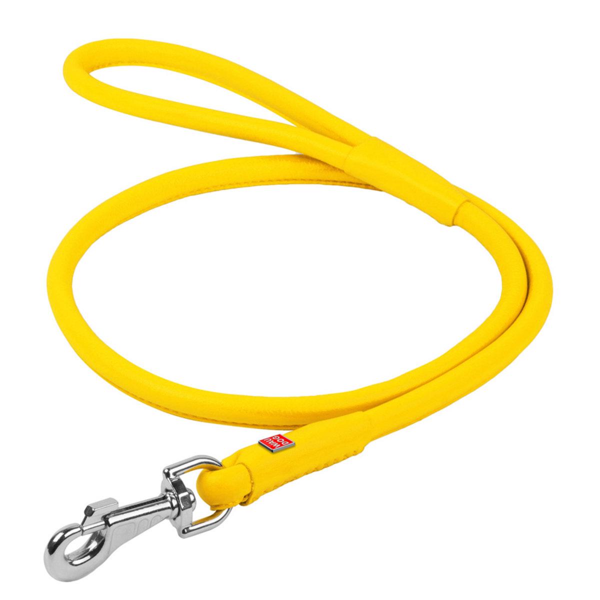 Поводок для собак Waudog Glamour круглый кожаный 10 мм 122 см Желтый
