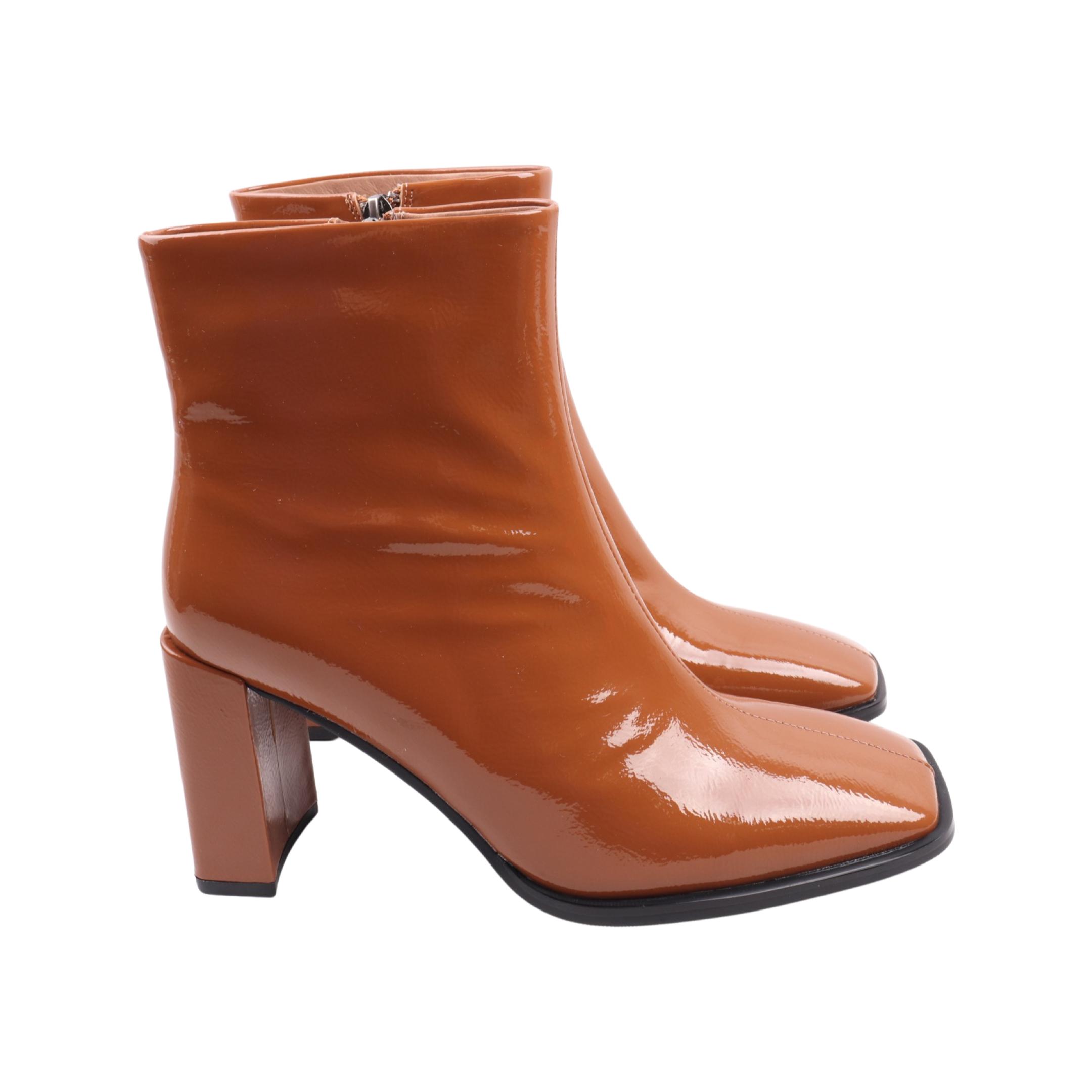 Ботильоны женские Angelo Vani натуральная лакированная кожа р. 38 Рыжий (231-23DH)
