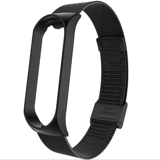 Ремешок для смарт-часов Xiaomi Mi Band 4/3 Milanese Buckle миланская петля на застежке металлический Черный (2241P)