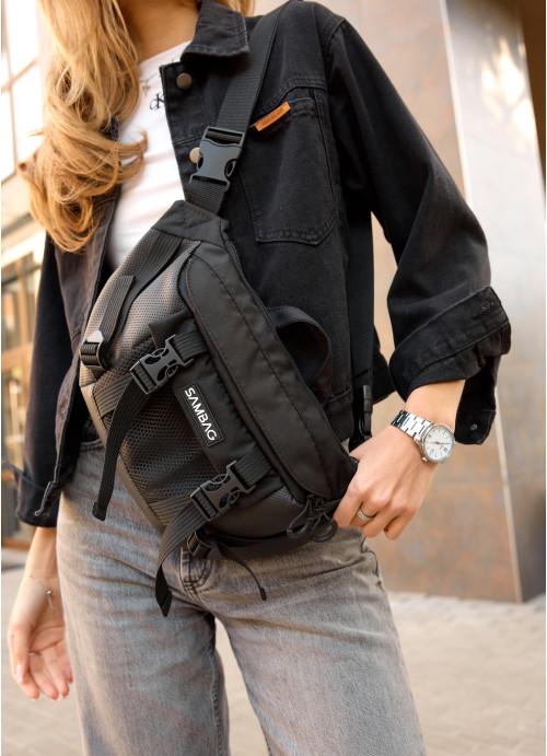 Поясна сумка жіноча Sambag з відділенням для планшета Чорний (884038721)