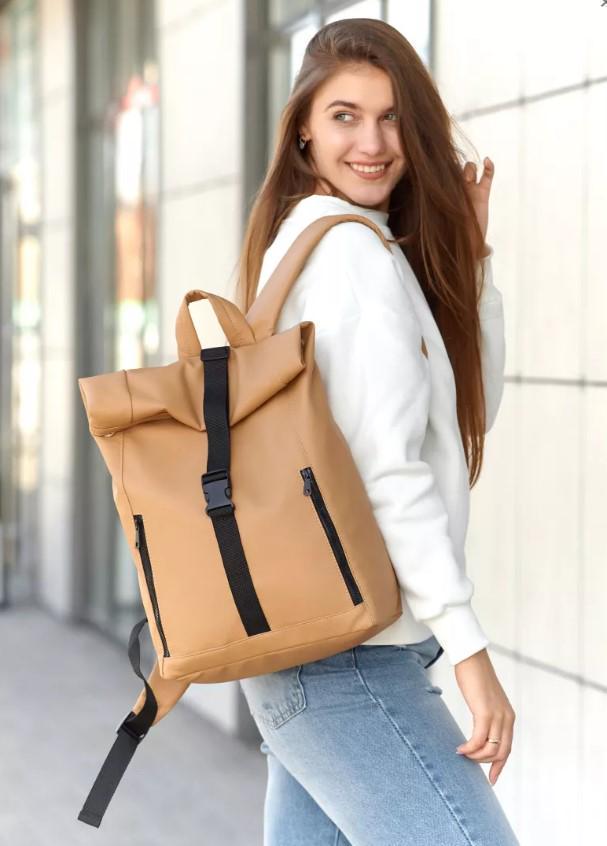 Рюкзак жіночий Sambag RollTop One Бежевий (24208026)