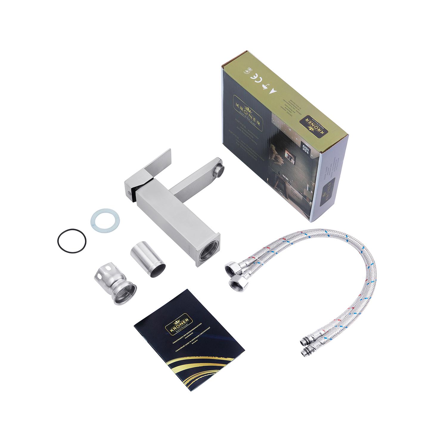 Смеситель-кран для раковины Kroner KRP Edelstahl Kubus ESG010 (KR23009Y) - фото 5 Смеситель-кран для раковины Kroner KRP Edelstahl Kubus ESG010 (KR23009Y) - фото 5