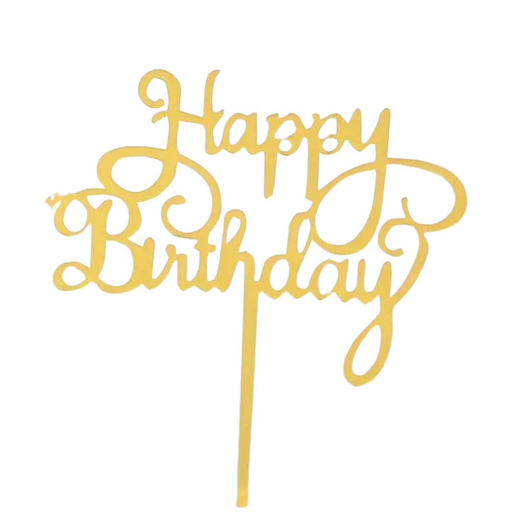 Топер на торт Happy Birthday 10 см Золотий (2376318445)