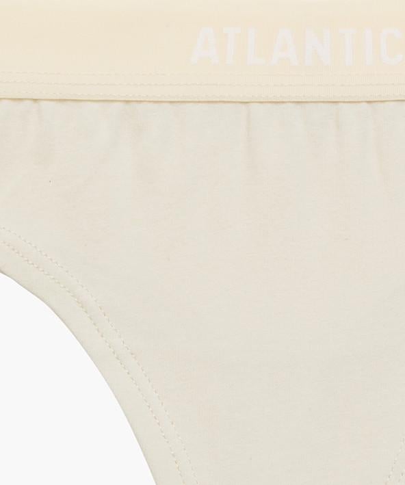 Набор стрингов женских Atlantic 3CLP-013 с низкой посадкой и нашивной резинкой 3 шт. L Бежевый/Ванильный/Голубой (2596974092) - фото 5