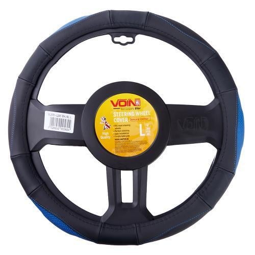 Чехол для руля VLOD-L285 BK BL L БО перфорированная кожа Черно-синий (2335028148)