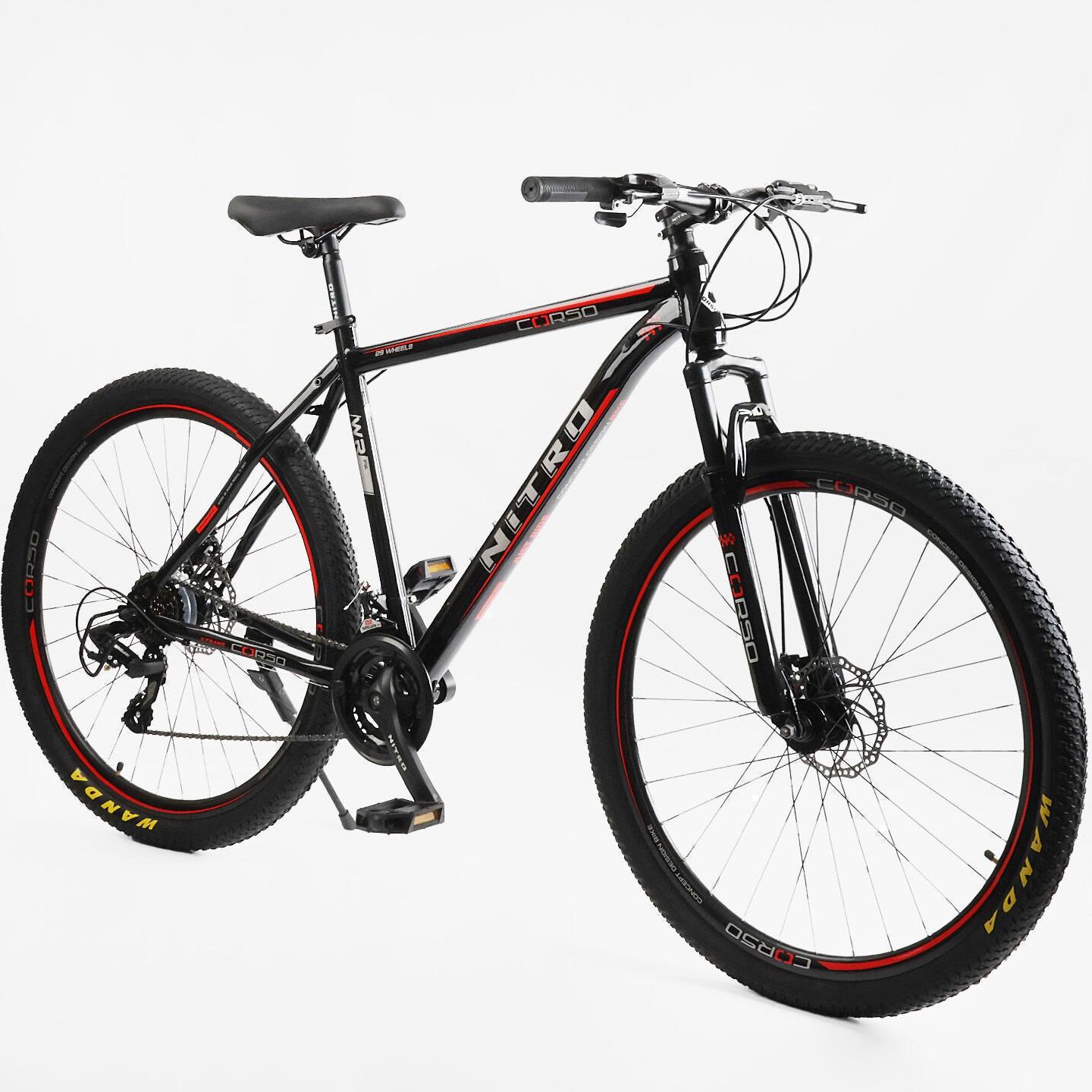 Велосипед горный Corso Nitro 29" оборудование Saiguan рама 21" Черно-красный - фото 2