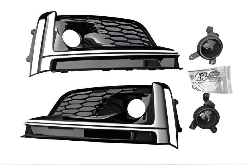 Решетки противотуманных фар с туманкой 2016-2019 2 шт. GT Tuning для Audi A5 2016-2025 ABS Черный