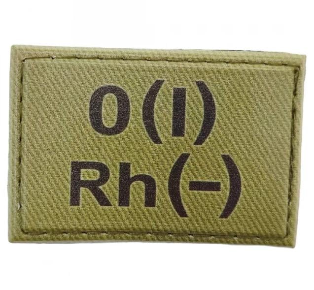 Нашивка група крові ЗСУ "O(I) Rh(-)" 30x45 мм Олива (3578331)