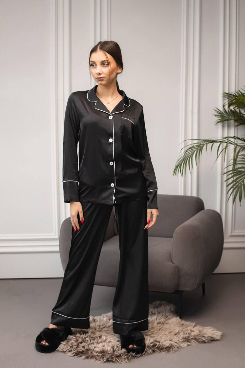 Пижама с рубашкой и брюками шелк армани L Черный (2354921514) Пижама с рубашкой и брюками шелк армани L Черный (2354921514)