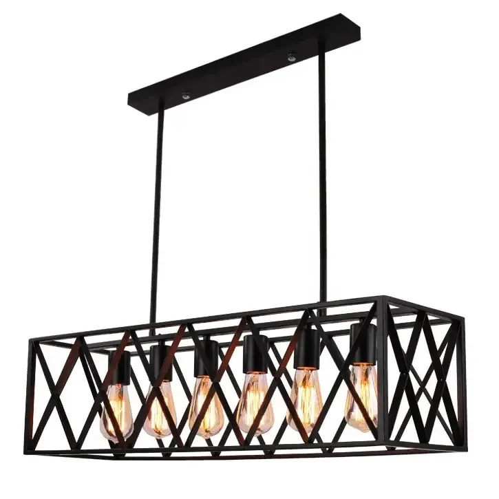 Люстра Sirius з плафоном під шість ламп Е27 Чорний (H742-6)