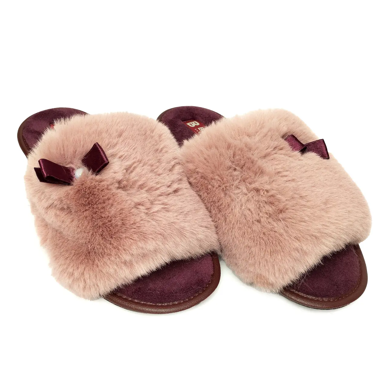 Тапочки домашние женские БЕЛСТА пушок 26-26,5 см р. 41 Пудровый (87-2-411)