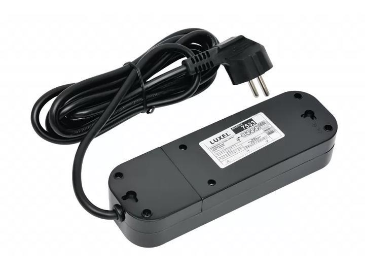 Удлинитель сетевой Luxel 3 гнезда с заземляющим контактом 3 м Черный (7533) - фото 2