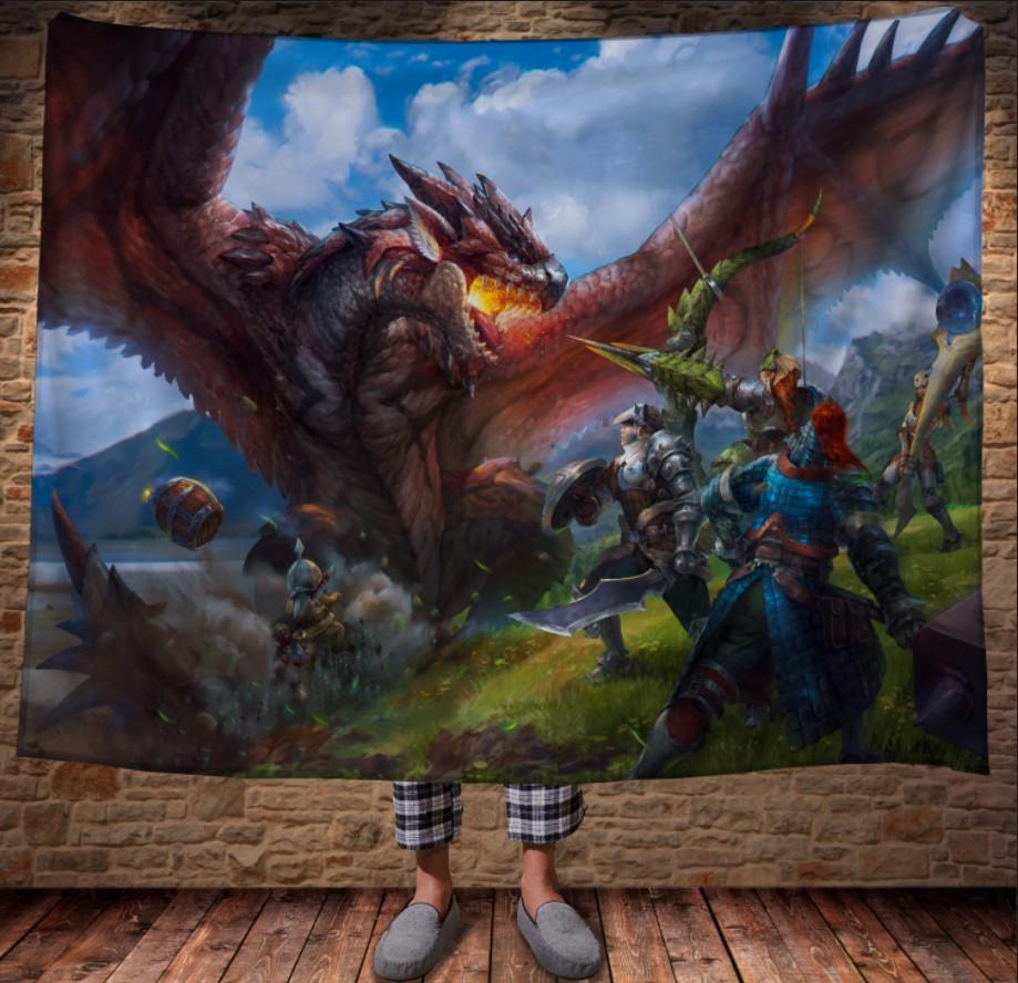 Плед с 3D принтом Охотник на монстров Monster Hunter 150x200 см (epi_0435)