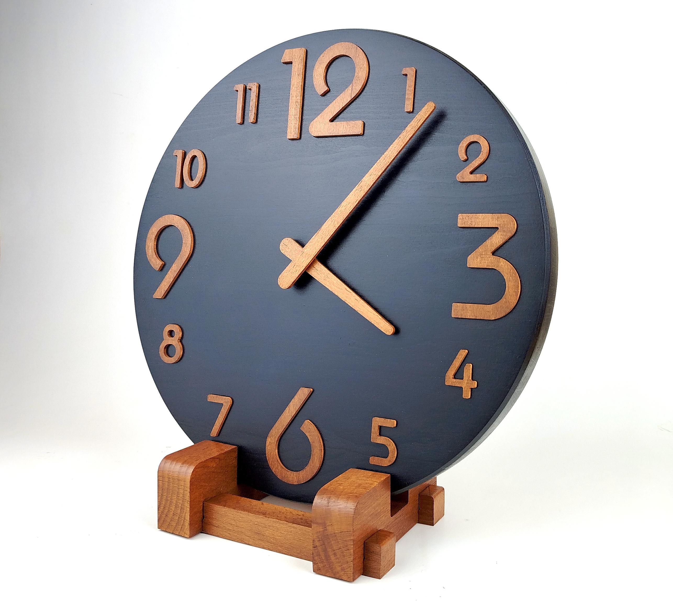 Часы настенные из натурального дерева Status круглые с подставкой 31 см (01004)