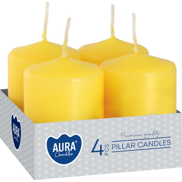 Набор свечей цилиндр Bispol Aura Candles 4 шт. Желтый (sw40/60-010)