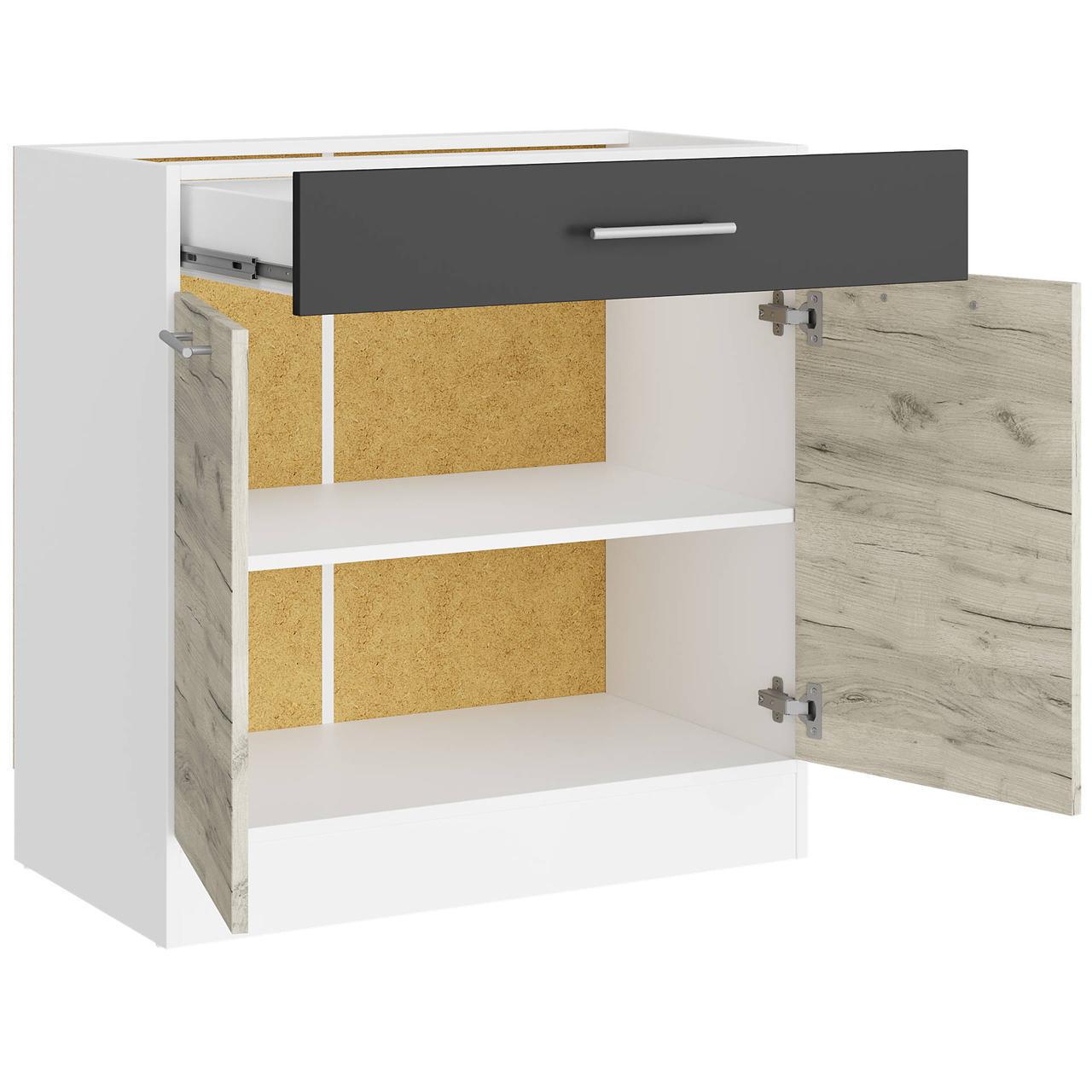 Кухонный модуль Эверест Эко Нова 80 Низ Ящик 800х456х820 мм Белый/Крафт Белый/Графитовый (ЕКО-452)