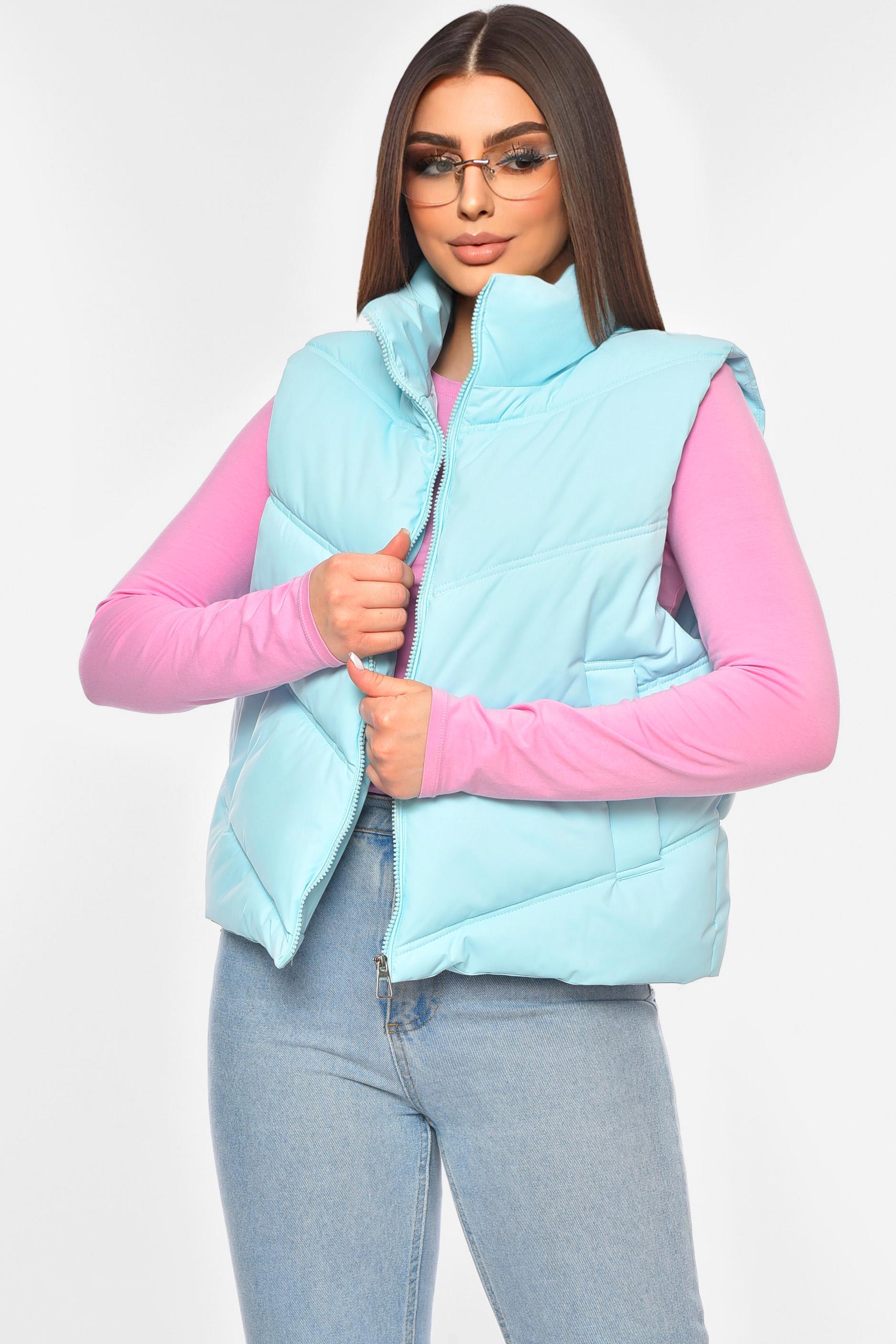 Жилетка жіноча однотонна 200561 M Блакитний