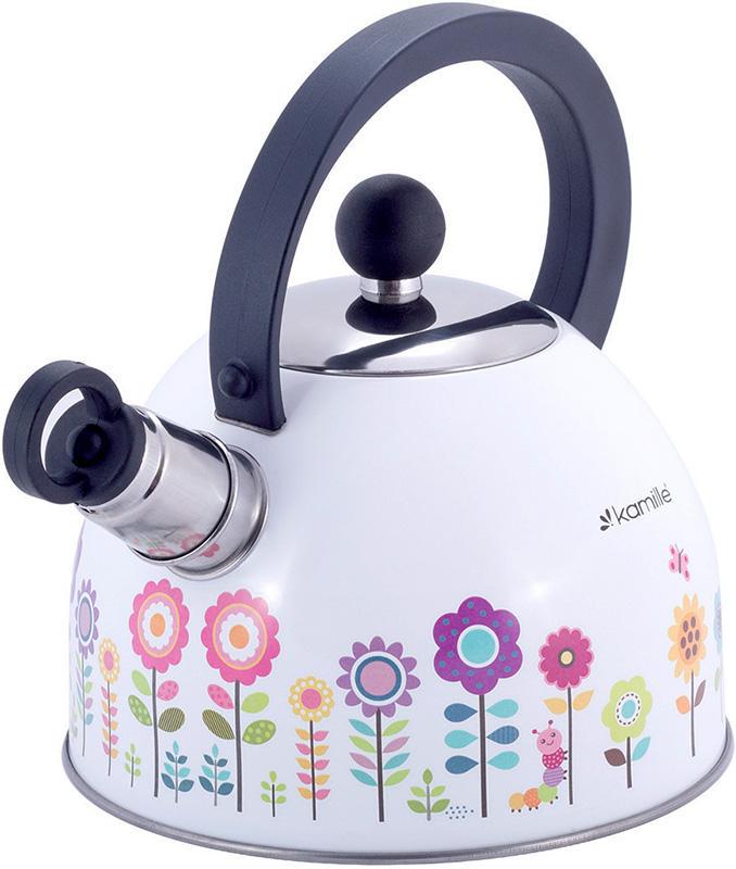 Чайник с свистком Kamille Meadow из нержавеющей стали 1,8 л (KM-1079)