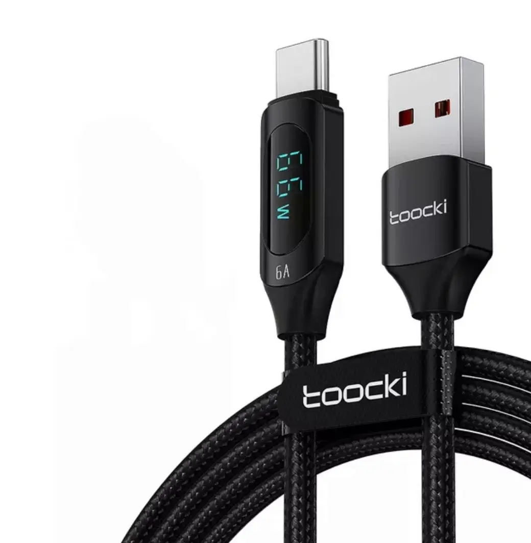 Кабель Toocki Power Display Type-C - USB-A 6 A 3.0/4.0 2 м Black (230029)