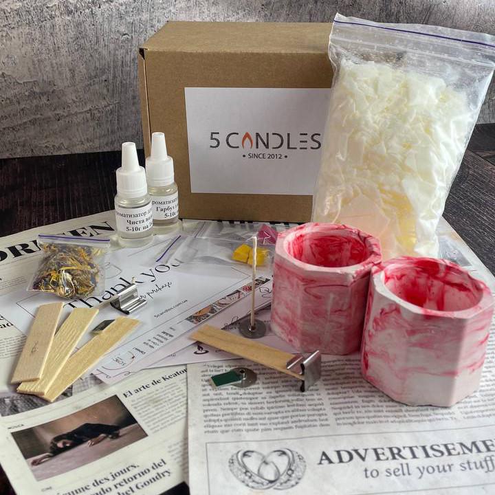 Набор для изготовления свечей 5candles 5candles M Красный мрамор (1480)