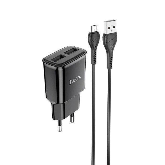 Зарядний пристрій Hoco C88A із кабелем USB – Micro USB Star Round Dual Port Charger Set 2USB 2.4A Black (258756)