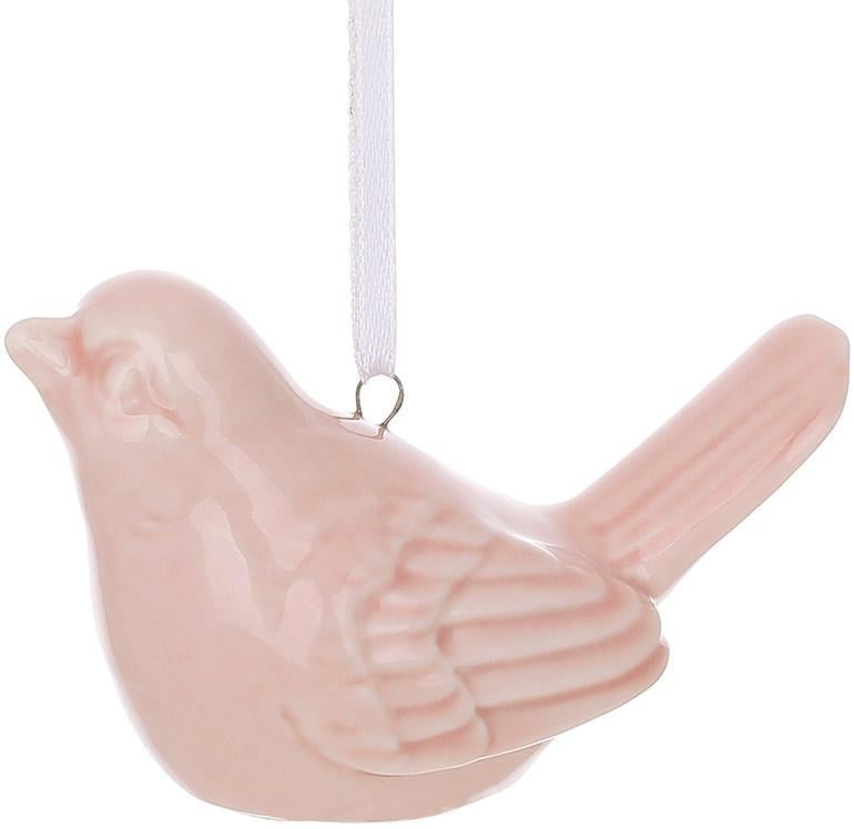 Підвіски порцелянові Птахи 6 фігурок 8 см Рожевий - фото 1