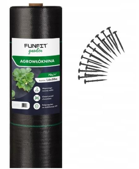 Агротканина Funfit Garden з 50 анкеами 70 г/кв. м 1,6х50 м Чорний (4517)