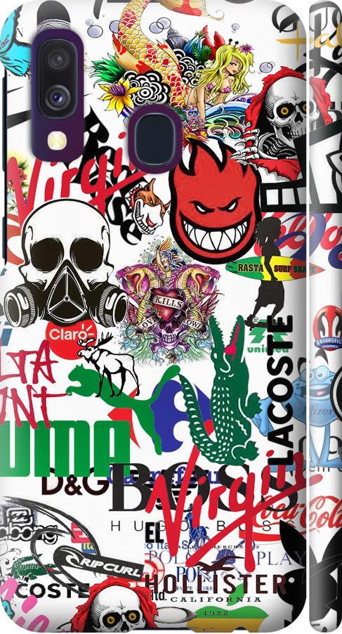 Чехол на Samsung Galaxy A40 2019 A405F Many different logos (4022m-1672-42517)