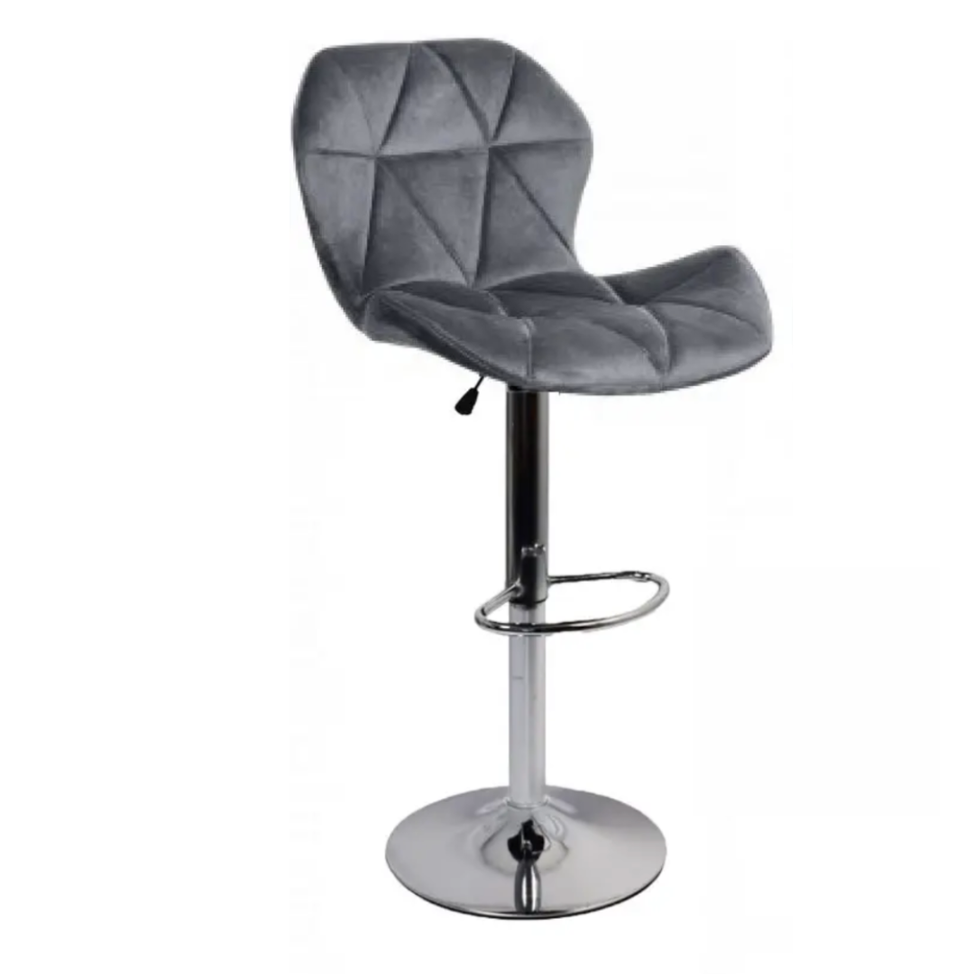Барный стул со спинкой Bonro BN-087 велюр Серый