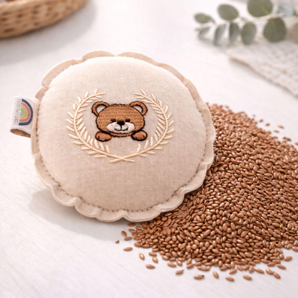Подушка-грелка универсальная PAPAELLA с вышивкой мини с семенами льна 12 см Бежевый (27384)