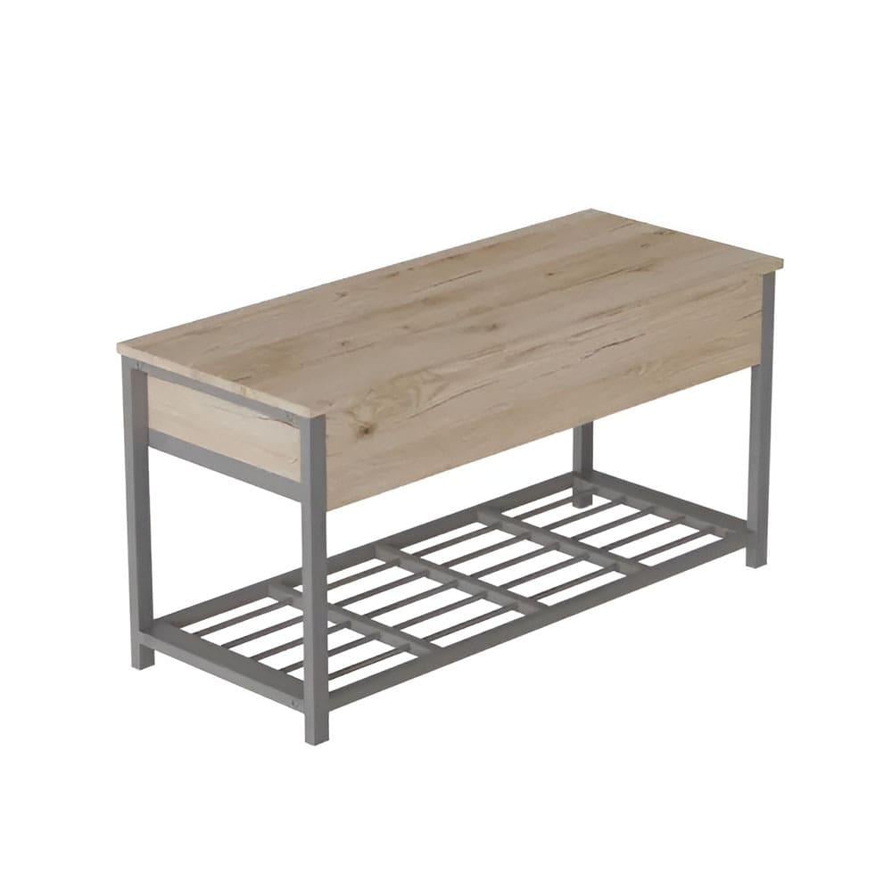 Банкетка с ящиком Ferrum-decor Дрейк 2 металл/ДСП 16 мм 550x1200x400 мм Серый/Дуб Сан-Марино (FRD-103081)