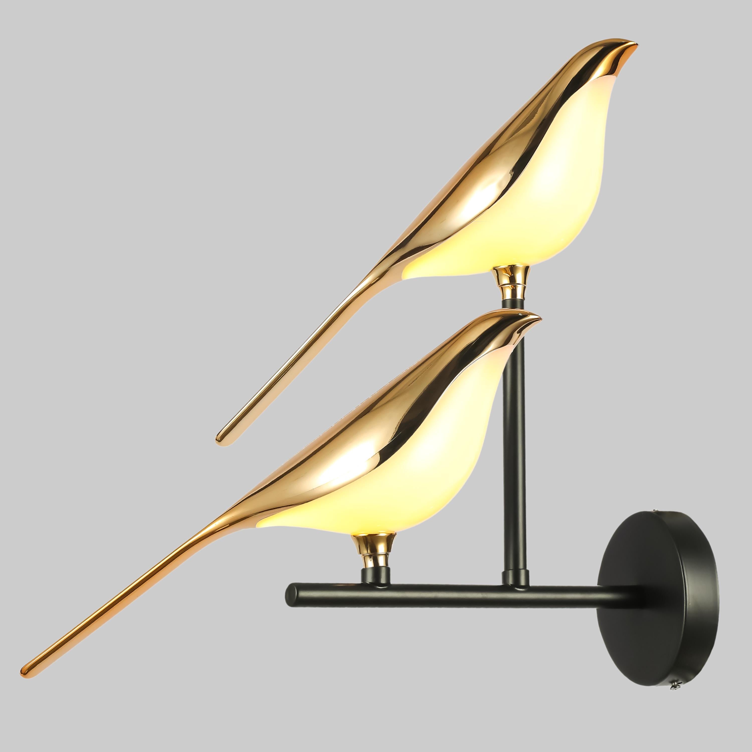 Светильник/бра настенный с двумя птичками 12W (84-V1001-2 BK+FGD)