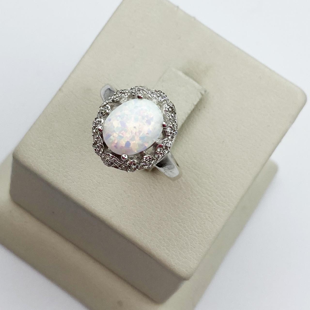 Кольцо серебряное с белым опалом р. 19,5 3,44 г (1996066651)