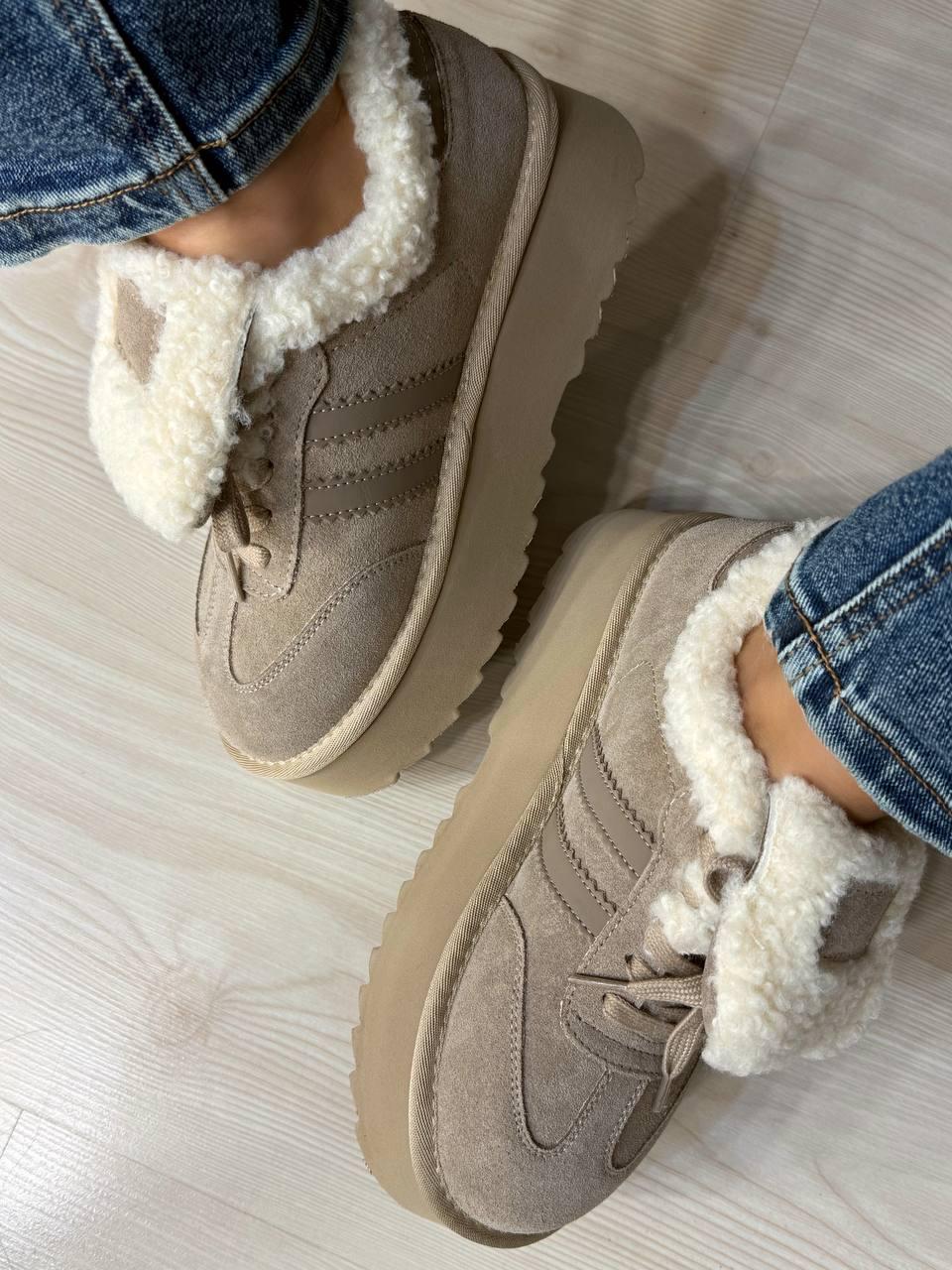 Черевики жіночі Hengji 009-3 уггі замшеві на хутрі р. 41 Бежевий (5856) - фото 7