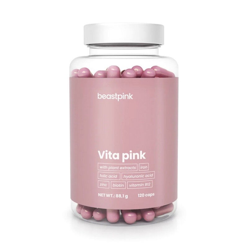 Витамины GymBeam Beastpink Vita Pink для женщин с гиалуроновой кислотой 120 капс.